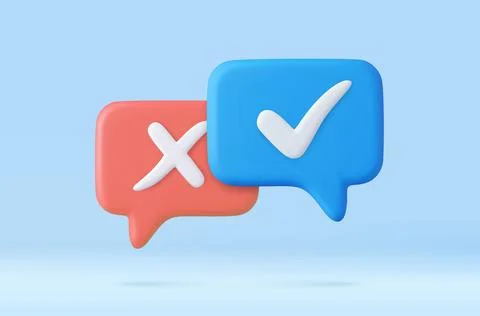 3d Speech Bubble Icons with Check Mark Ilustración de archivo