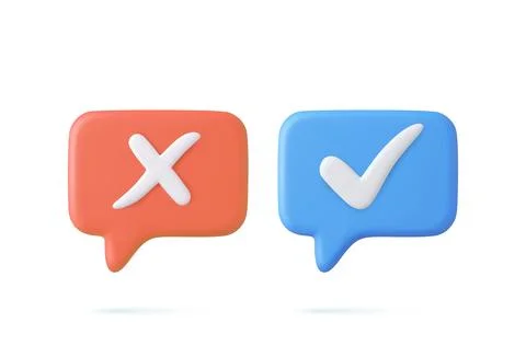 3d Speech Bubble Icons with Check Mark Ilustración de archivo