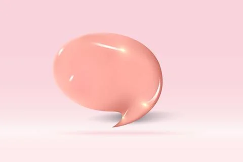 3d speech bubble orange symbol Isolated on light rose background. Realistic.. Stock Illustration