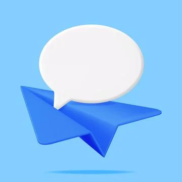 3D Speech Bubble in Paper Plane Isolated 스톡 일러스트