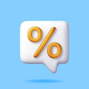 3D speech bubble with percent symbol. Illustrazione stock