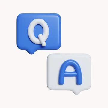 3d Speech bubble with q and a letters, questions and answers, faq chat. icon Stock Illustration