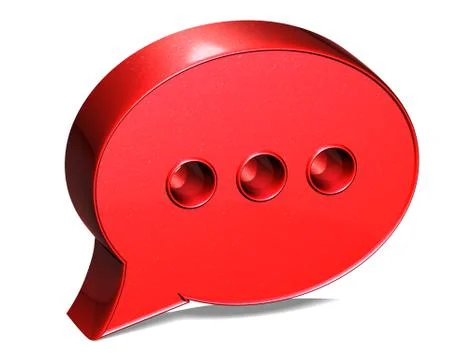 3d speech bubble red sign on white background Stock Illustration
