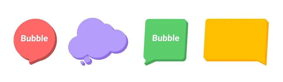 3d speech bubble text chat dialog message. Speech balloon cloud comic sign Stock Illustration