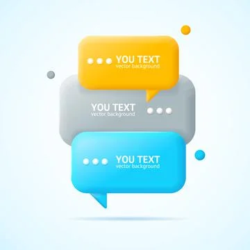 3d Speech Bubbles Banner Card Ad Plasticine Cartoon Style. Vector Stock Illustration
