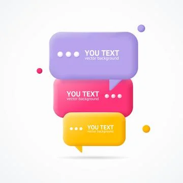3d Speech Bubbles Banner Card Ad Plasticine Cartoon Style. Vector Stock Illustration