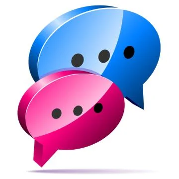 3D speech bubbles. Blog, chat or forum web icon. Stock Illustration
