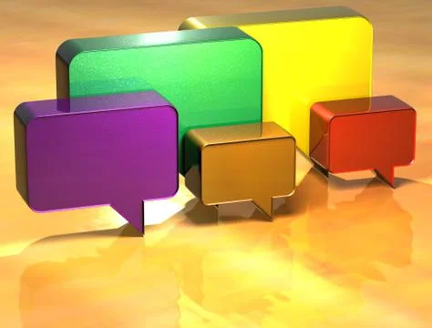 3d speech bubbles colored sign Stock Illustration