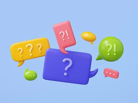 3d speech bubbles with question marks Illustrazione stock