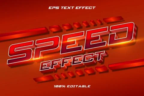 3D Speed Effect Editable Text Effect Dynamic Red Typography Vector EPS Stock Illustration