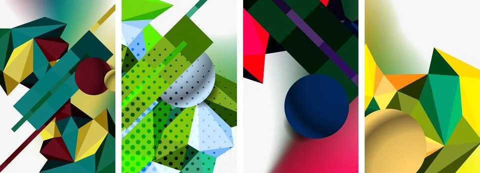 3d sphere and 3d low poly triangle design. Vector illustration For Wallpaper 스톡 일러스트