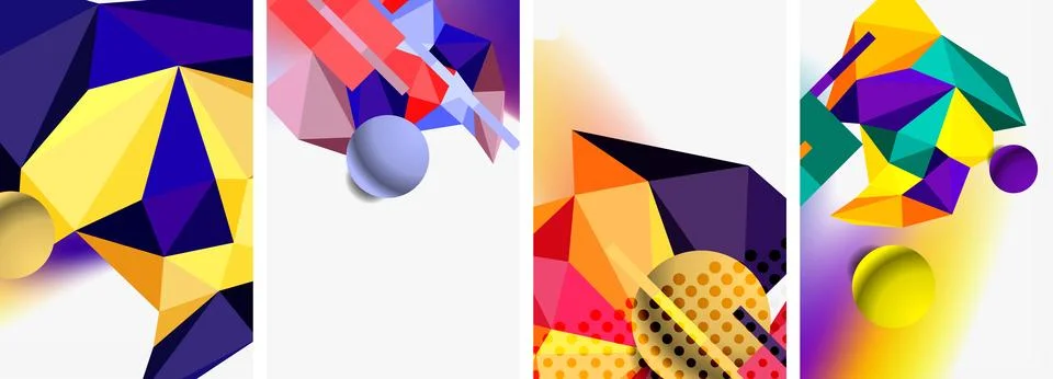 3d sphere and 3d low poly triangle design. Vector illustration For Wallpaper Illustrazione stock