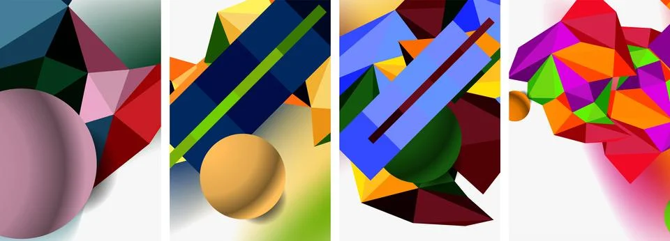3d sphere and 3d low poly triangle design. Vector illustration For Wallpaper Illustrazione stock
