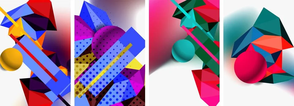 3d sphere and 3d low poly triangle design. Vector illustration For Wallpaper Illustrazione stock
