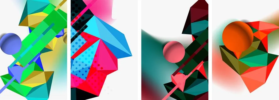3d sphere and 3d low poly triangle design. Vector illustration For Wallpaper Stock Illustration