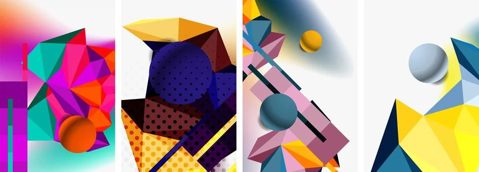 3d sphere and 3d low poly triangle design. Vector illustration For Wallpaper Illustrazione stock