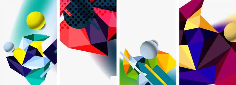 3d sphere and 3d low poly triangle design. Vector illustration For Wallpaper 스톡 일러스트