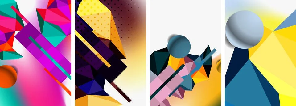 3d sphere and 3d low poly triangle design. Vector illustration For Wallpaper Stock Illustration