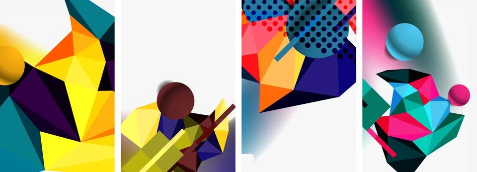 3d sphere and 3d low poly triangle design. Vector illustration For Wallpaper Stock Illustration