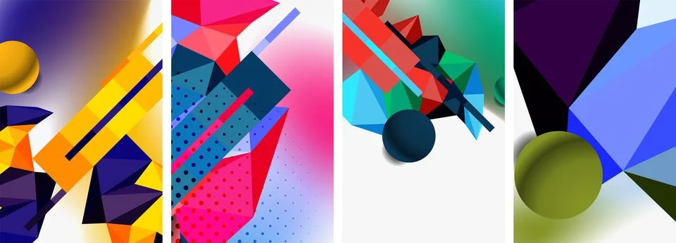 3d sphere and 3d low poly triangle design. Vector illustration For Wallpaper Stock Illustration