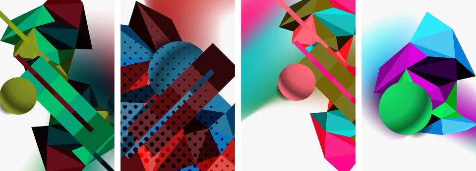 3d sphere and 3d low poly triangle design. Vector illustration For Wallpaper 스톡 일러스트
