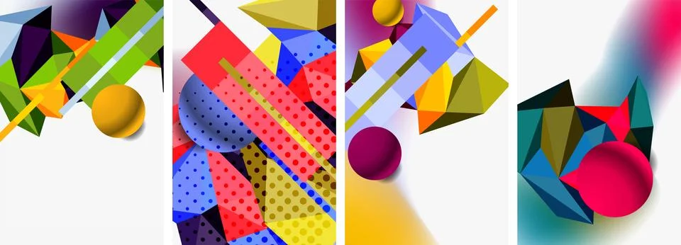 3d sphere and 3d low poly triangle design. Vector illustration For Wallpaper 스톡 일러스트