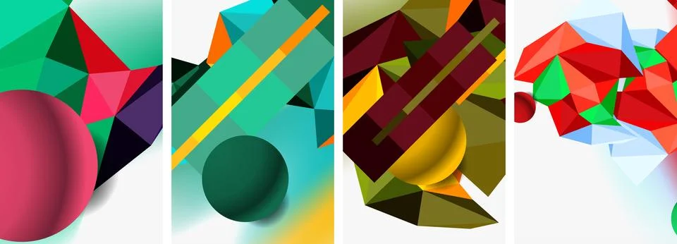 3d sphere and 3d low poly triangle design. Vector illustration For Wallpaper Illustrazione stock