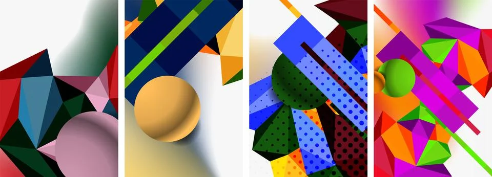 3d sphere and 3d low poly triangle design. Vector illustration For Wallpaper Stock Illustration