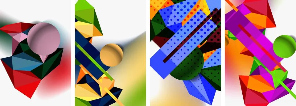 3d sphere and 3d low poly triangle design. Vector illustration For Wallpaper Illustrazione stock
