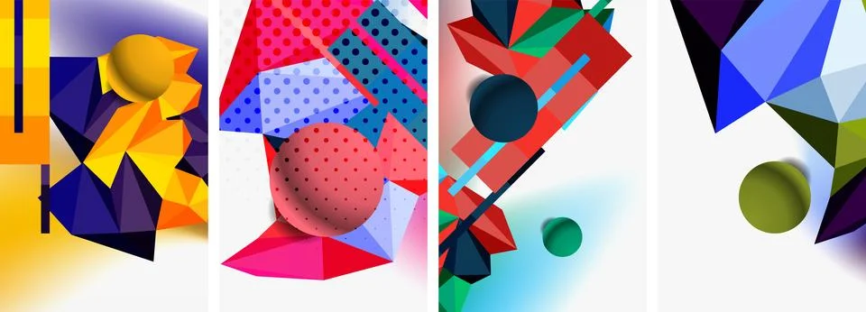 3d sphere and 3d low poly triangle design. Vector illustration For Wallpaper Illustrazione stock
