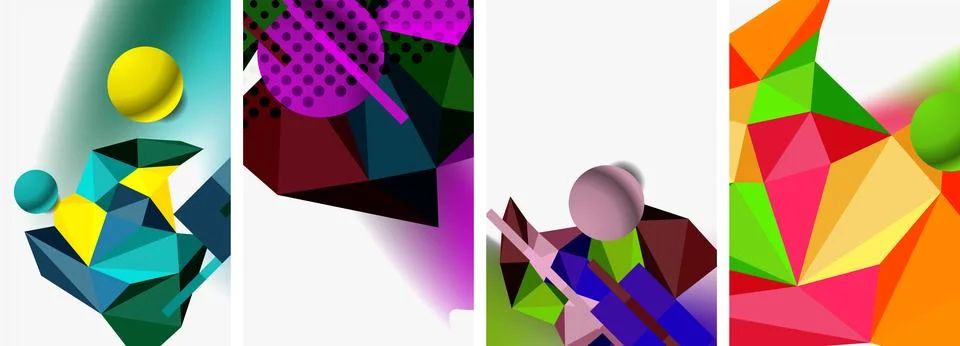 3d sphere and 3d low poly triangle design. Vector illustration For Wallpaper Stock Illustration