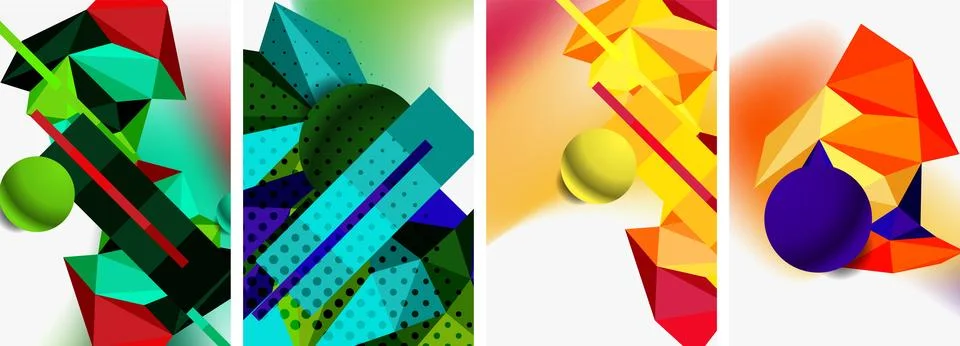 3d sphere and 3d low poly triangle design. Vector illustration For Wallpaper Stock Illustration