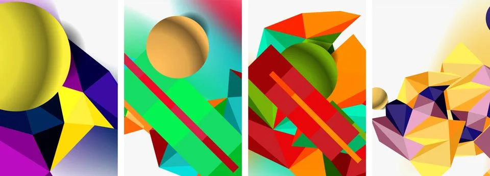 3d sphere and 3d low poly triangle design. Vector illustration For Wallpaper Stock Illustration