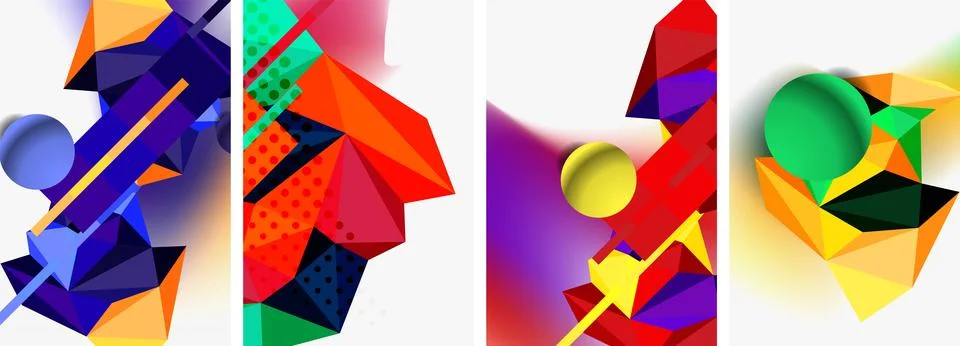 3d sphere and 3d low poly triangle design. Vector illustration For Wallpaper Illustrazione stock