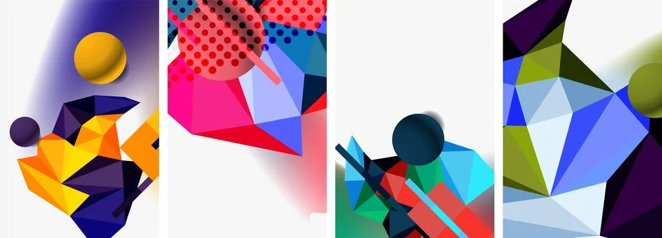 3d sphere and 3d low poly triangle design. Vector illustration For Wallpaper Illustrazione stock