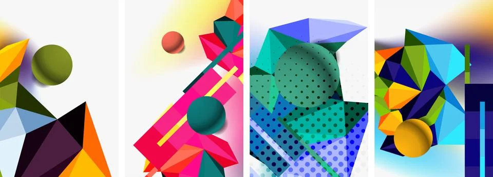 3d sphere and 3d low poly triangle design. Vector illustration For Wallpaper 스톡 일러스트