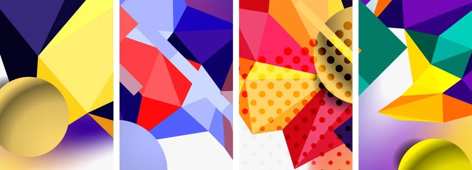 3d sphere and 3d low poly triangle design. Vector illustration For Wallpaper Illustrazione stock