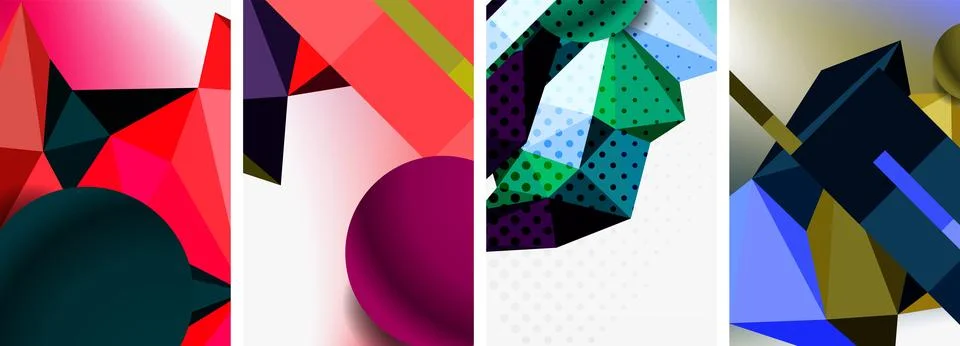 3d sphere and 3d low poly triangle design. Vector illustration For Wallpaper Stock Illustration
