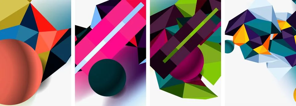3d sphere and 3d low poly triangle design. Vector illustration For Wallpaper Stock Illustration