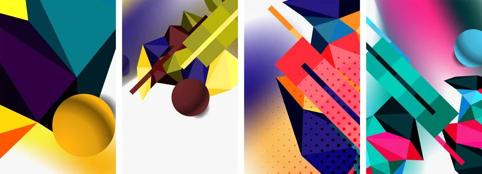 3d sphere and 3d low poly triangle design. Vector illustration For Wallpaper Stock Illustration