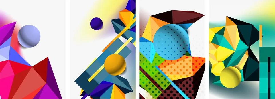 3d sphere and 3d low poly triangle design. Vector illustration For Wallpaper Illustrazione stock