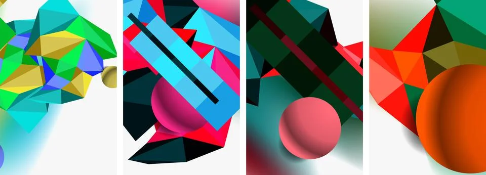 3d sphere and 3d low poly triangle design. Vector illustration For Wallpaper Stock Illustration