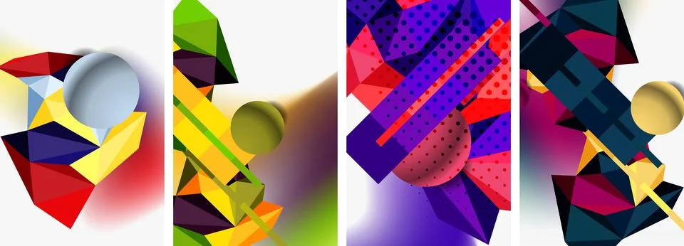 3d sphere and 3d low poly triangle design. Vector illustration For Wallpaper Stock Illustration