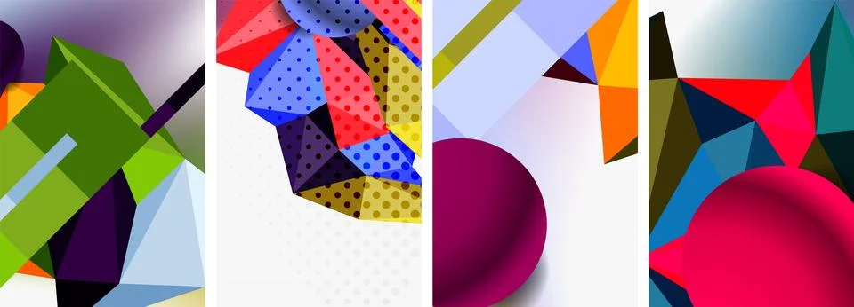 3d sphere and 3d low poly triangle design. Vector illustration For Wallpaper Stock Illustration