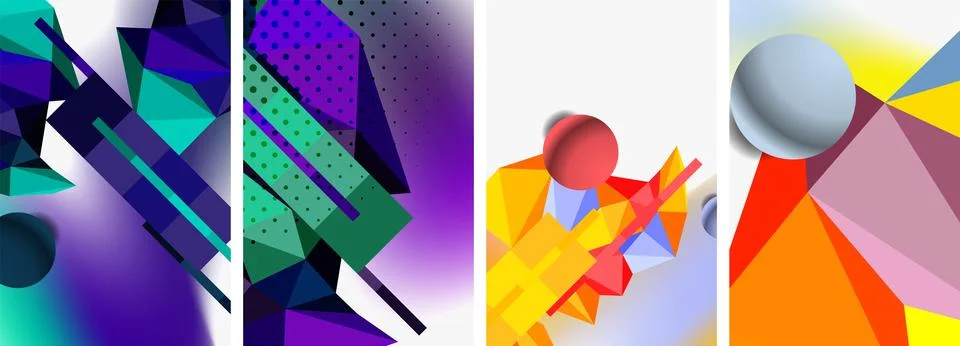 3d sphere and 3d low poly triangle design. Vector illustration For Wallpaper Illustrazione stock