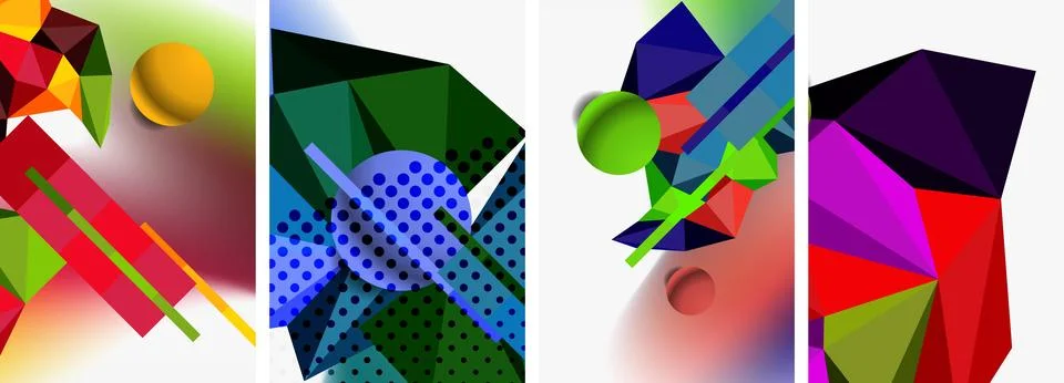 3d sphere and 3d low poly triangle design. Vector illustration For Wallpaper 스톡 일러스트