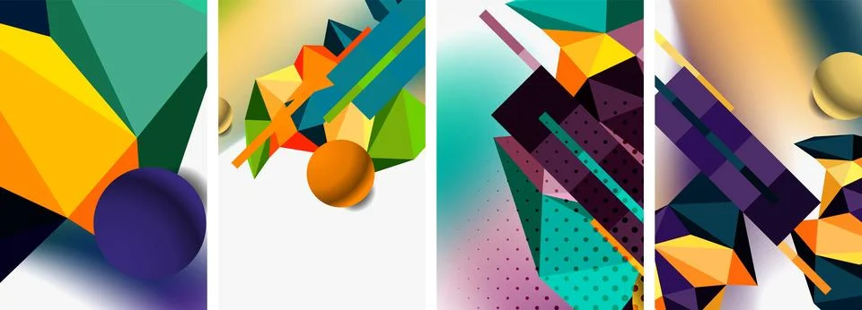 3d sphere and 3d low poly triangle design. Vector illustration For Wallpaper Illustrazione stock