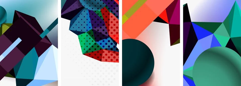 3d sphere and 3d low poly triangle design. Vector illustration For Wallpaper Illustrazione stock