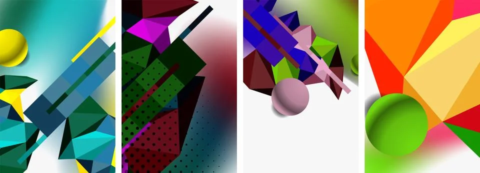 3d sphere and 3d low poly triangle design. Vector illustration For Wallpaper Stock Illustration