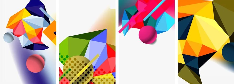 3d sphere and 3d low poly triangle design. Vector illustration For Wallpaper Stock Illustration